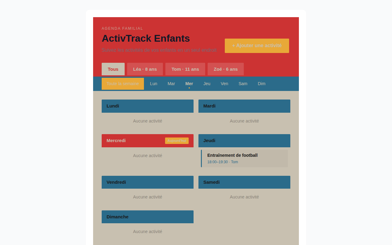 Capture de l'app — ActivTrack Enfants