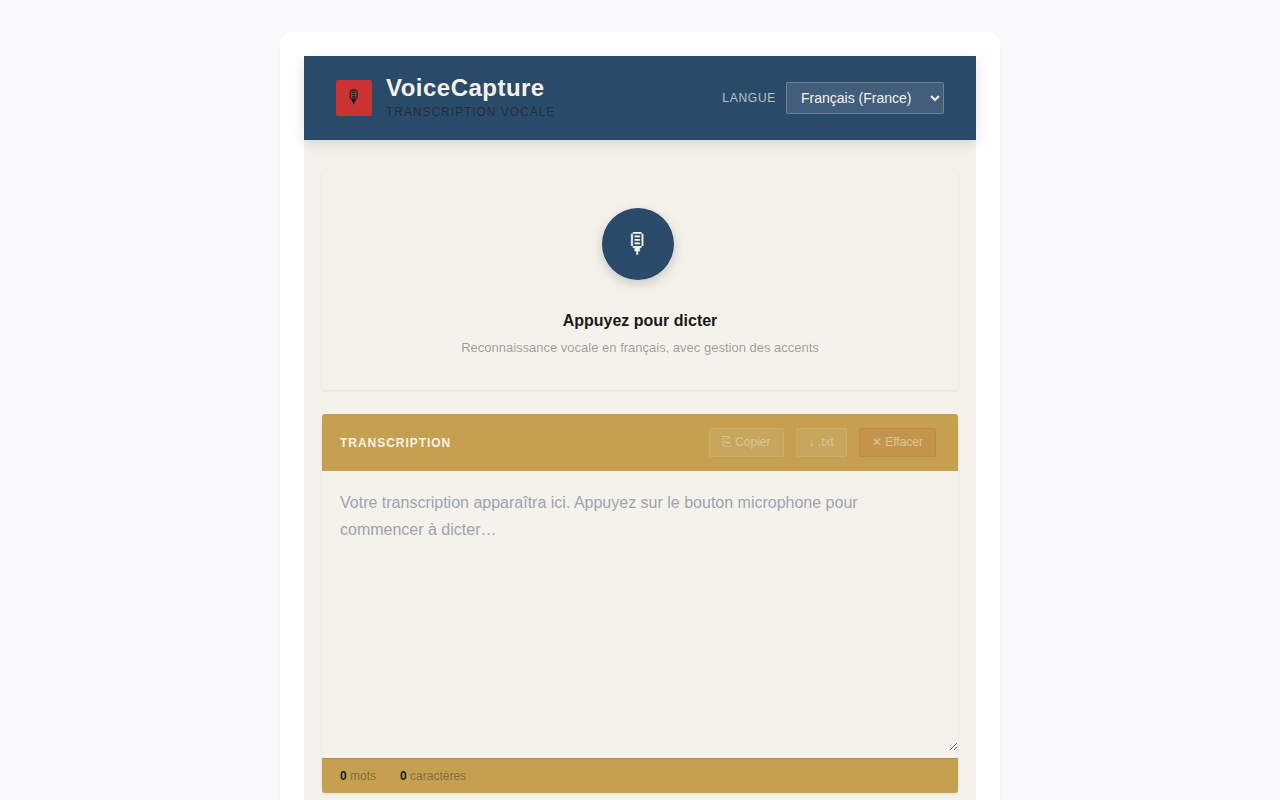 Capture de l'app — VoiceCapture